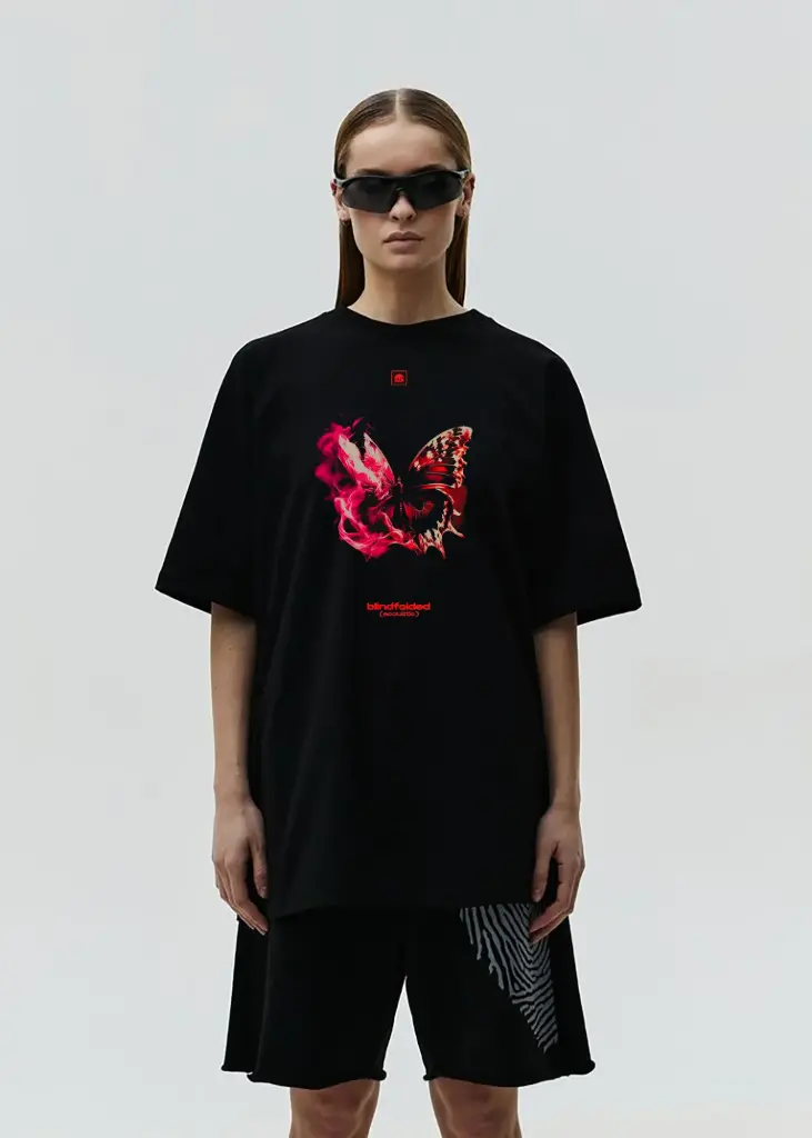 Red Flame Butterfly Oversized Tee