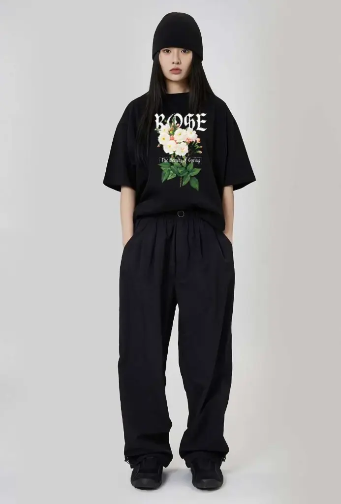Midnight Bloom Oversized Graphic Tee